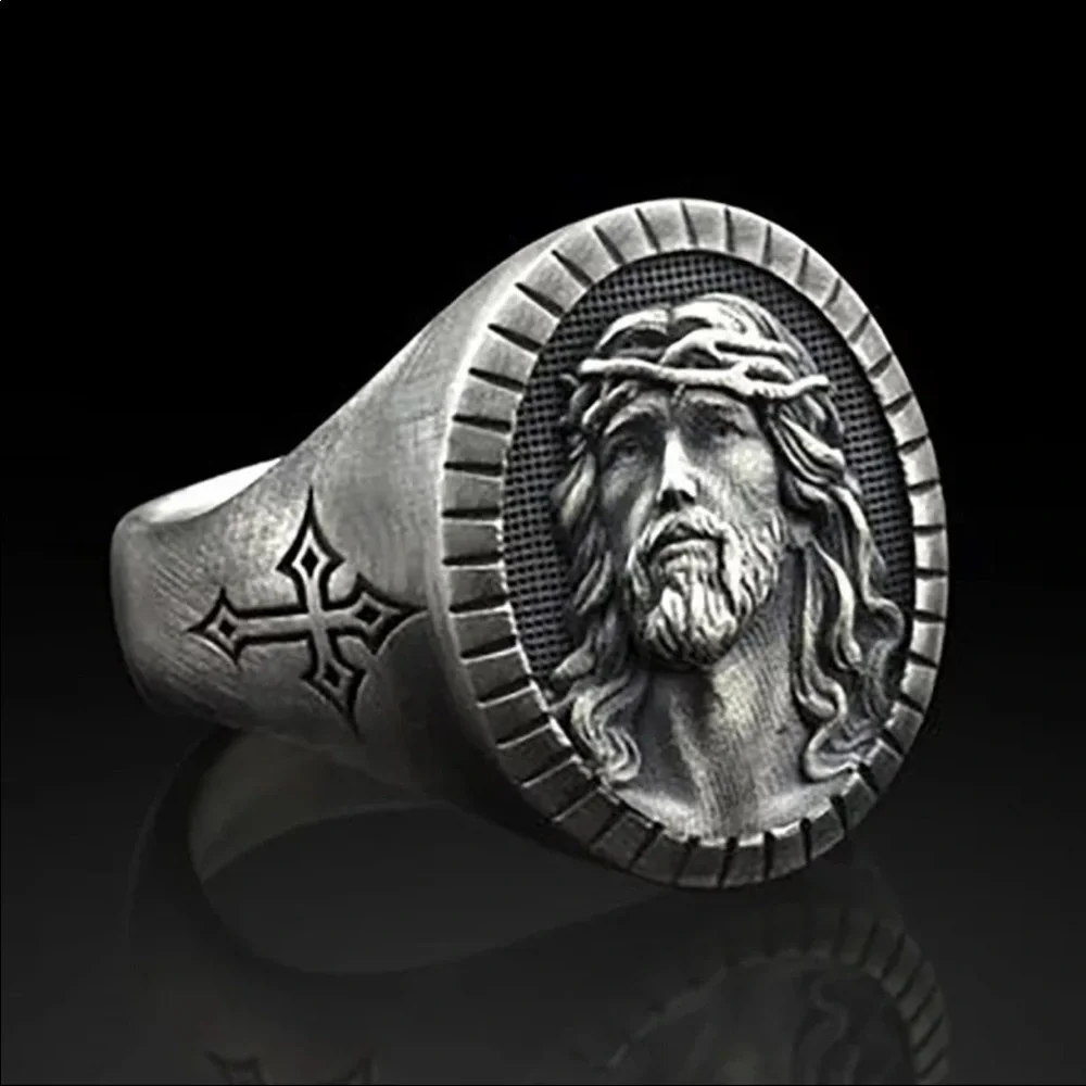 New Jesus Oval Men Women Anniversary Gift Jewelry Ring - Picture 2 of 4